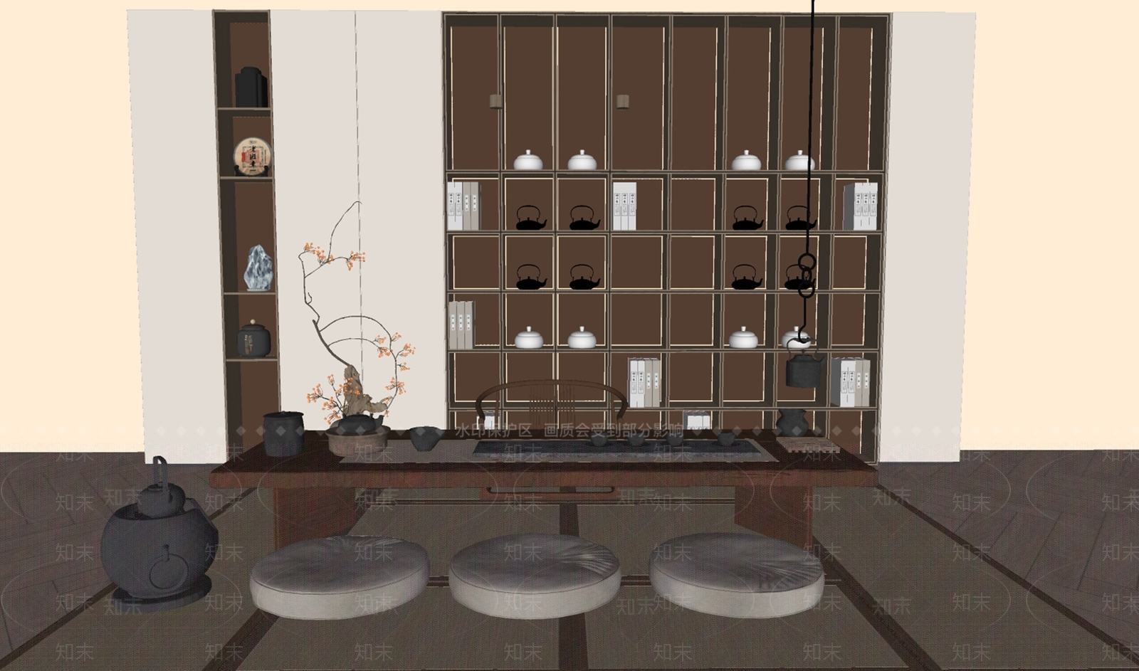 新中式茶室SU模型下载【ID:1194654709】