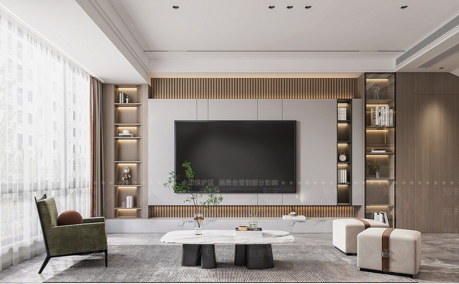 现代轻奢风格客厅餐厅3D模型下载【ID:1194655712】