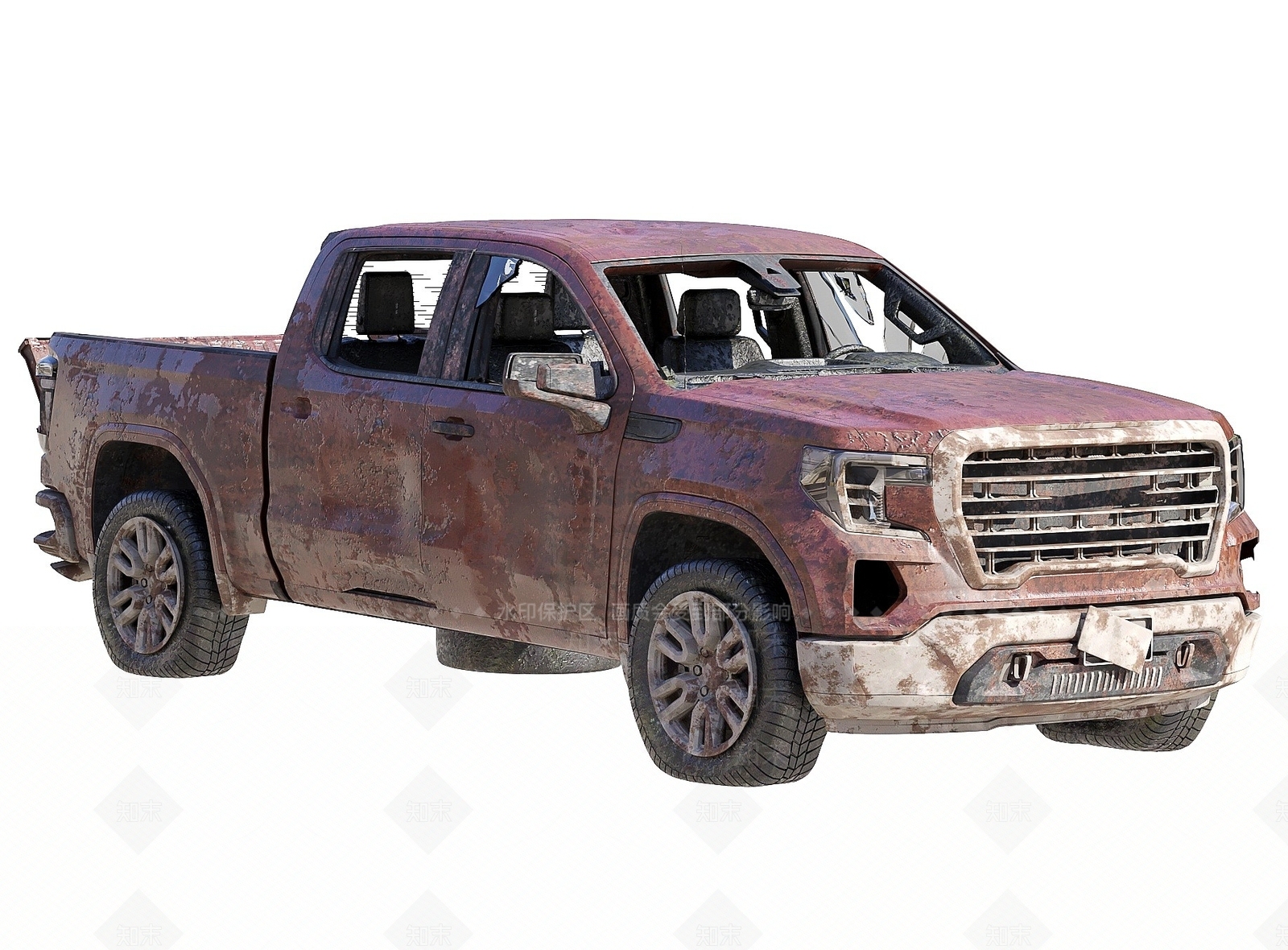 现代报废车破旧汽车3D模型下载【ID:1194655871】