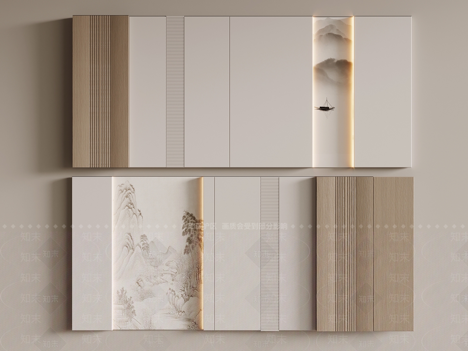 新中式沙发背景墙3D模型下载【ID:1194656538】