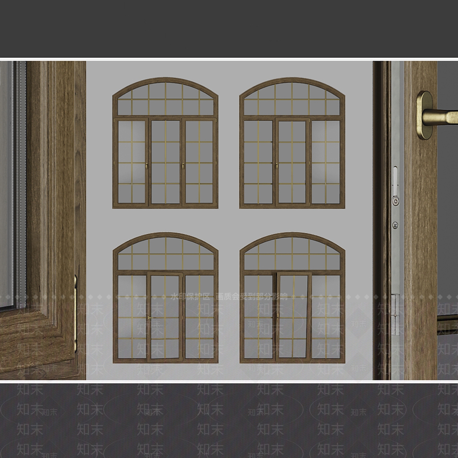 美式轻奢门组合3D模型下载【ID:1194657087】