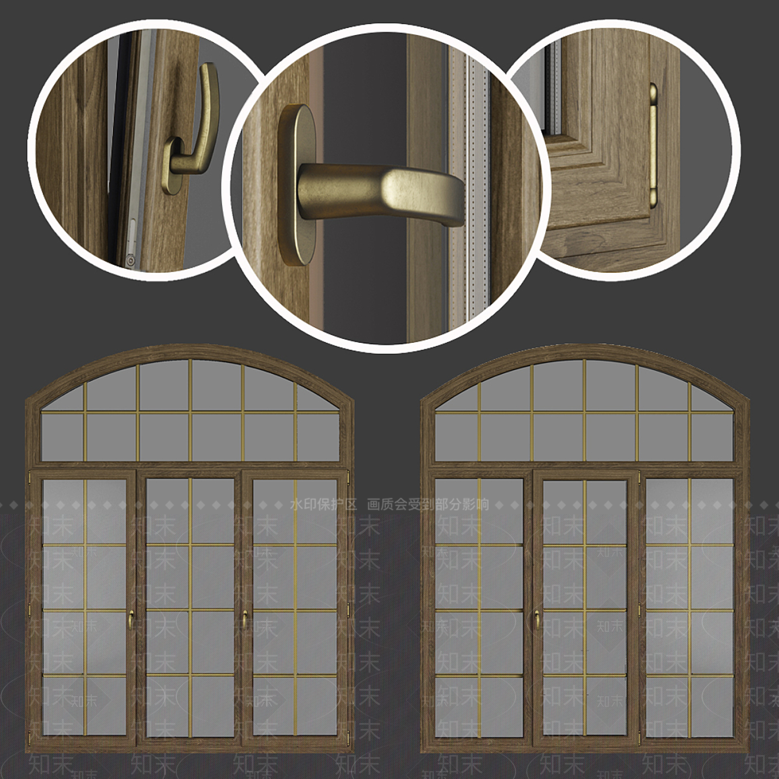 美式轻奢门组合3D模型下载【ID:1194657087】