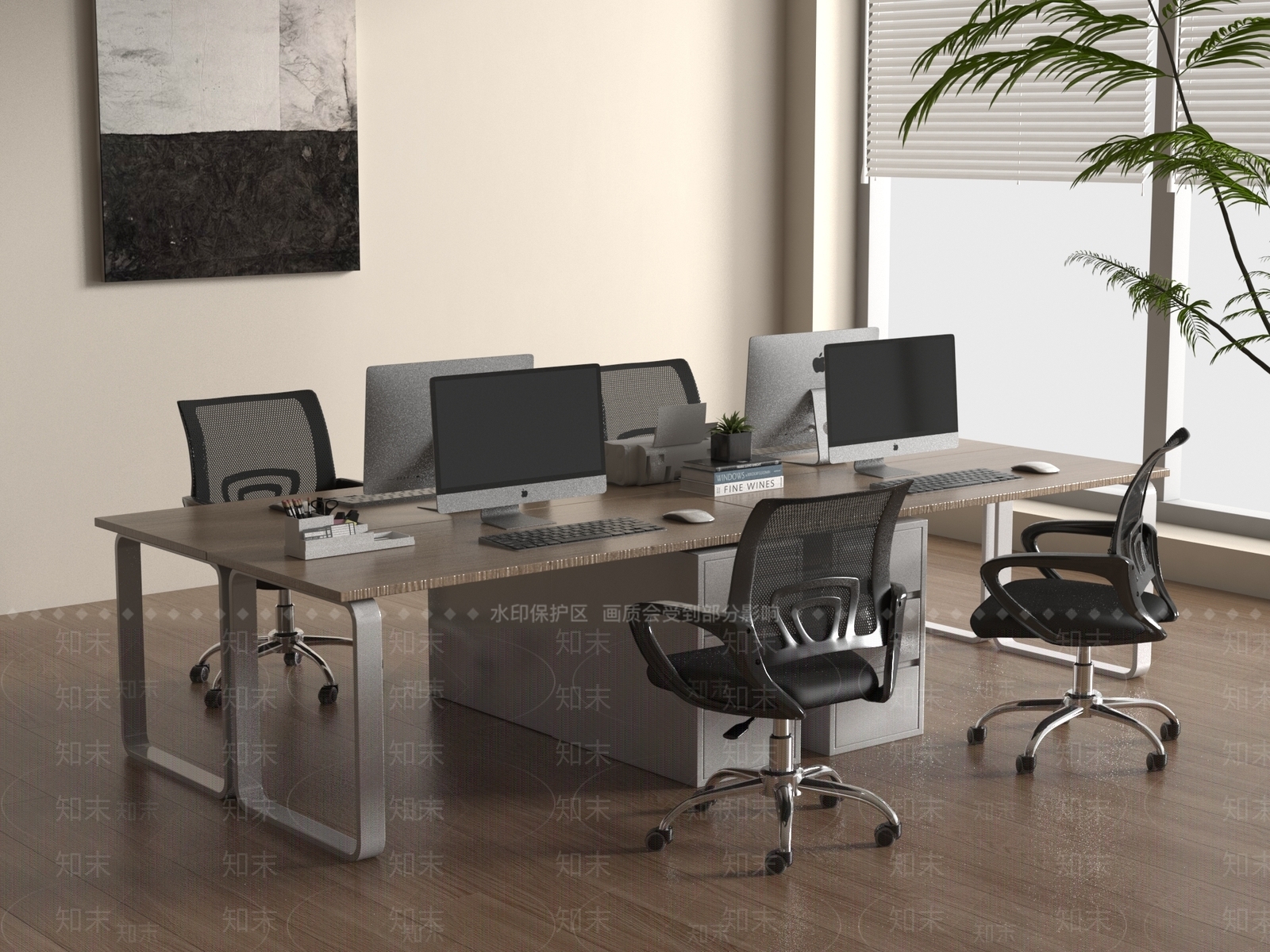 办公桌椅3D模型下载【ID:1194657672】