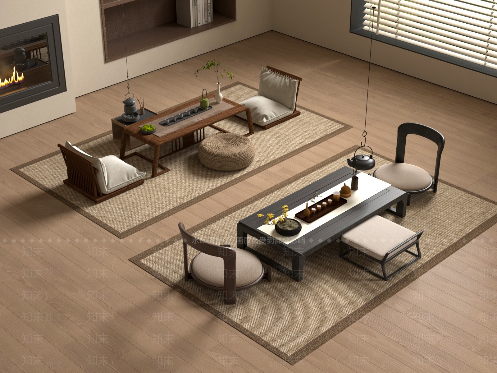 新中式茶桌椅3D模型下载【ID:1194660812】