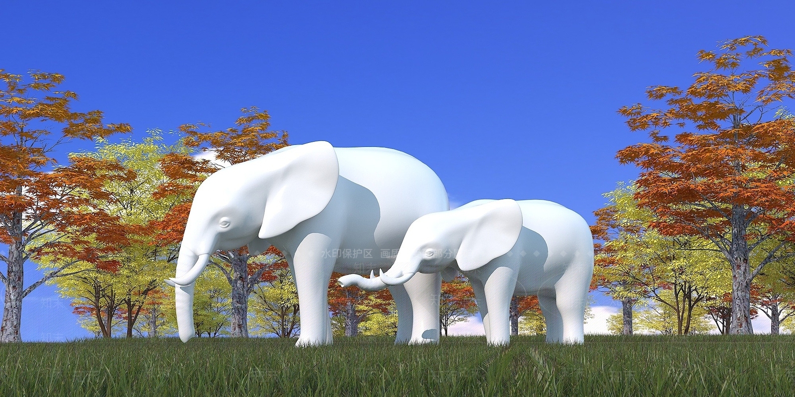 现代艺术雕塑小品大象3D模型下载【ID:1194661066】