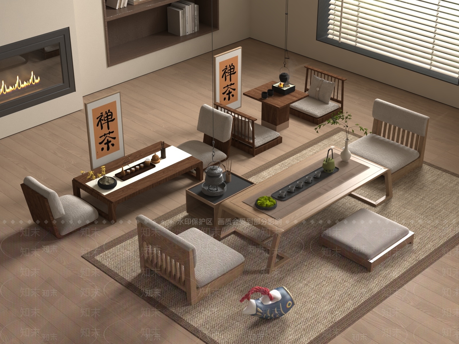 新中式罗汉床3D模型下载【ID:1194661594】