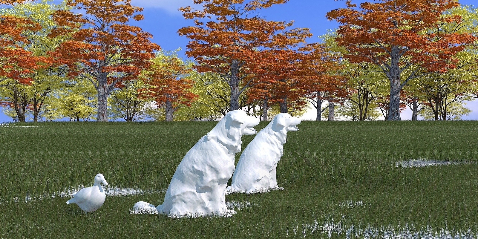 现代艺术雕塑小品3D模型下载【ID:1194661653】