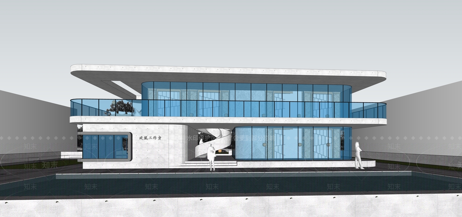 现代售楼处建筑SU模型下载【ID:1194664997】