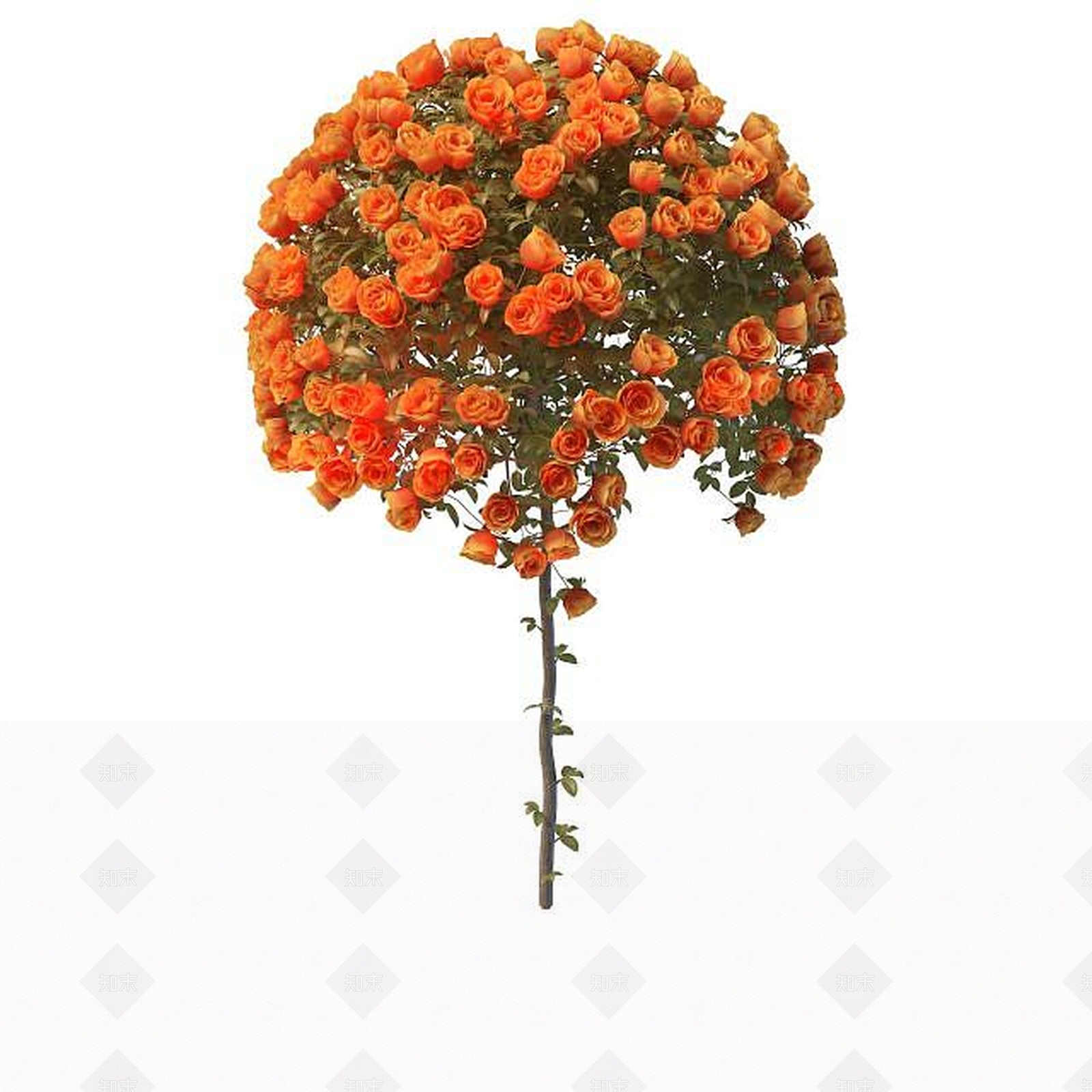 现代仿真花玫瑰花球树3D模型下载【ID:1194664817】