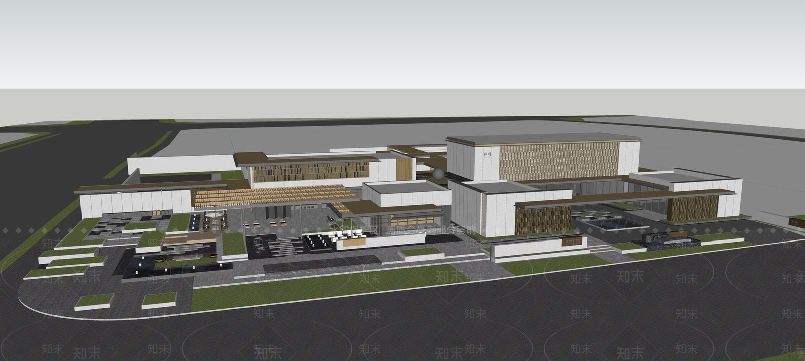 现代售楼处建筑SU模型下载【ID:1194665313】