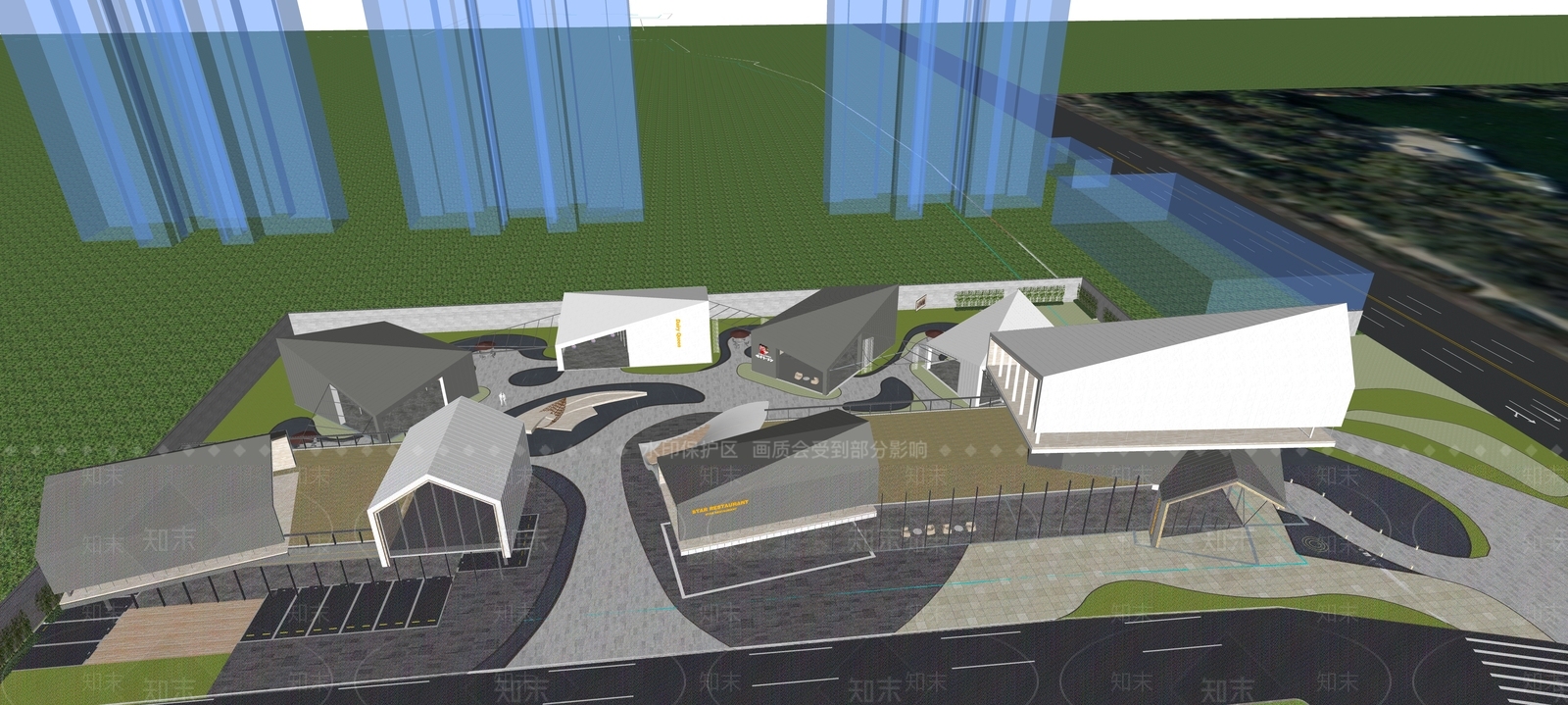 现代售楼处建筑SU模型精品下载_SketchUp模型_知末网