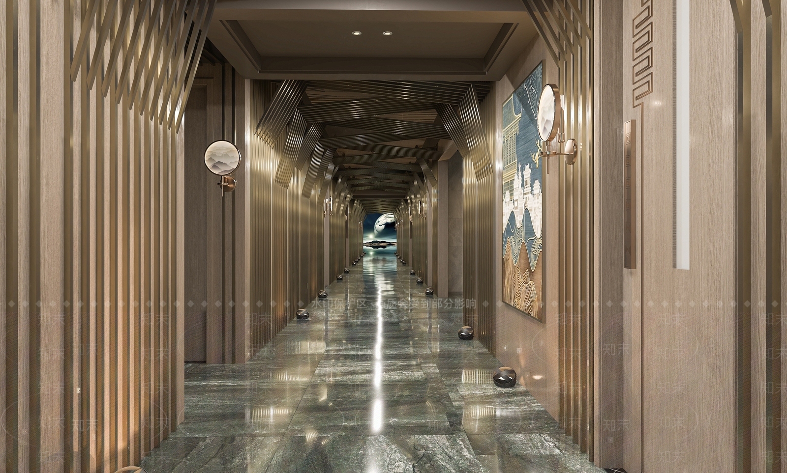 新中式酒店过道3D模型下载【ID:1194666482】