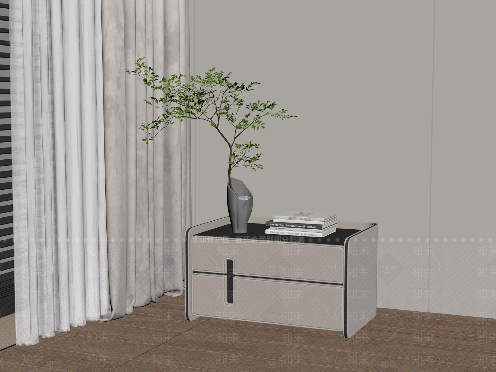 现代床头柜SU模型下载【ID:1194668321】