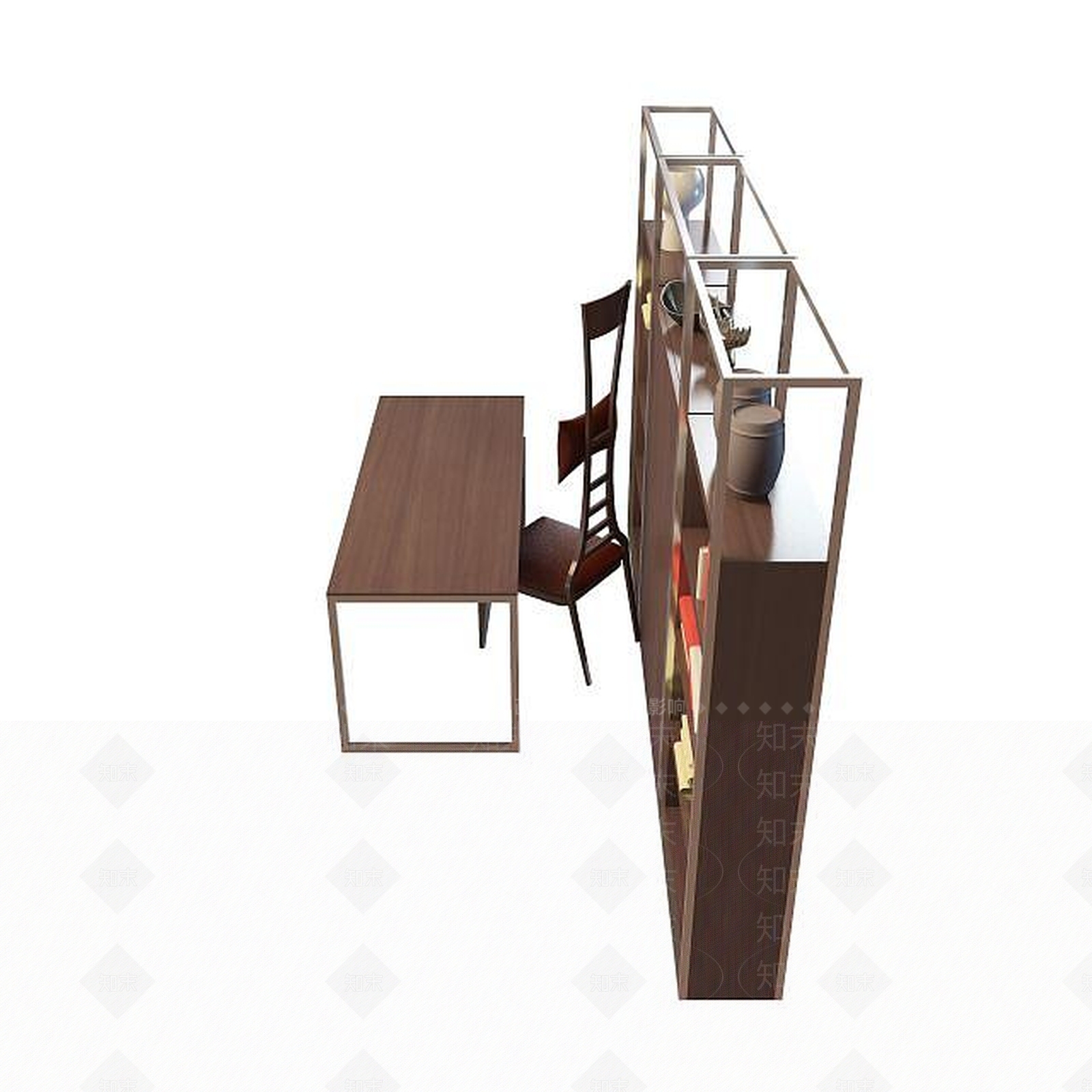 现代书房书柜3D模型下载【ID:1194668737】