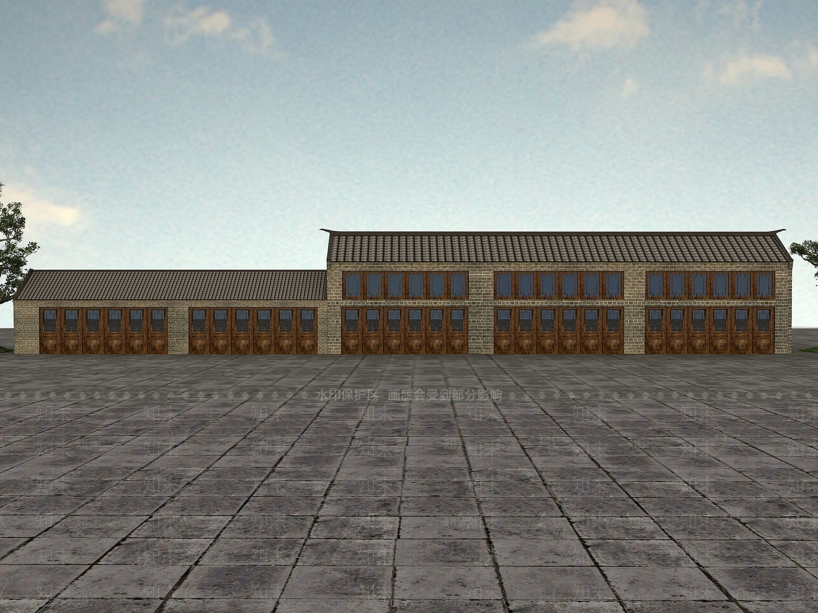 现代古建乡村3D模型下载【ID:1194669028】