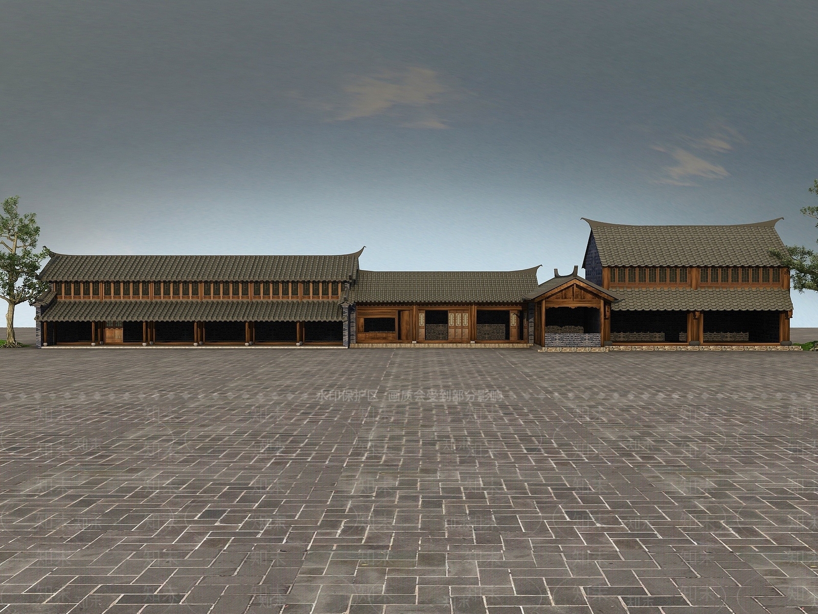 现代古建乡村3D模型下载【ID:1194669143】