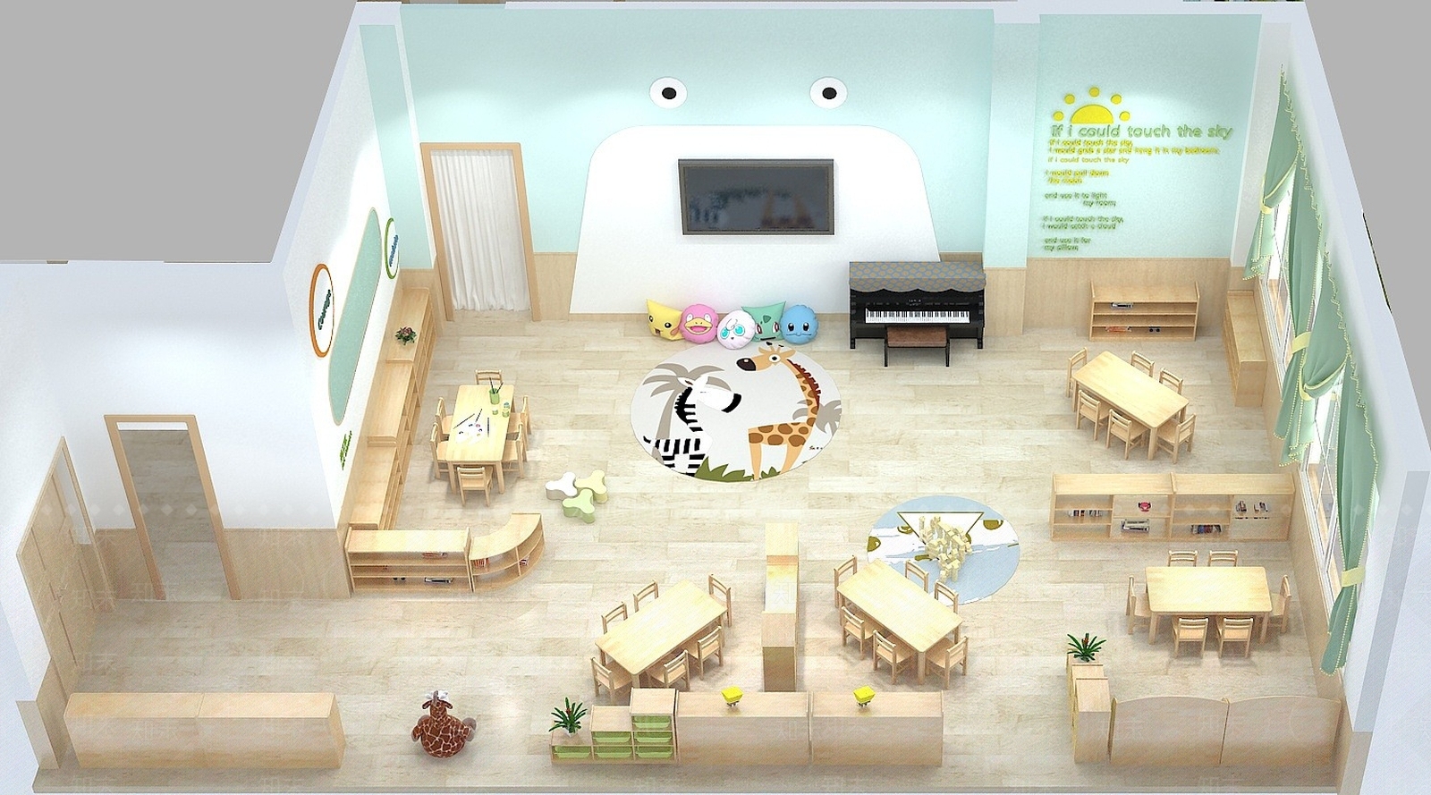 现代幼儿园教室3D模型下载【ID:1194669542】