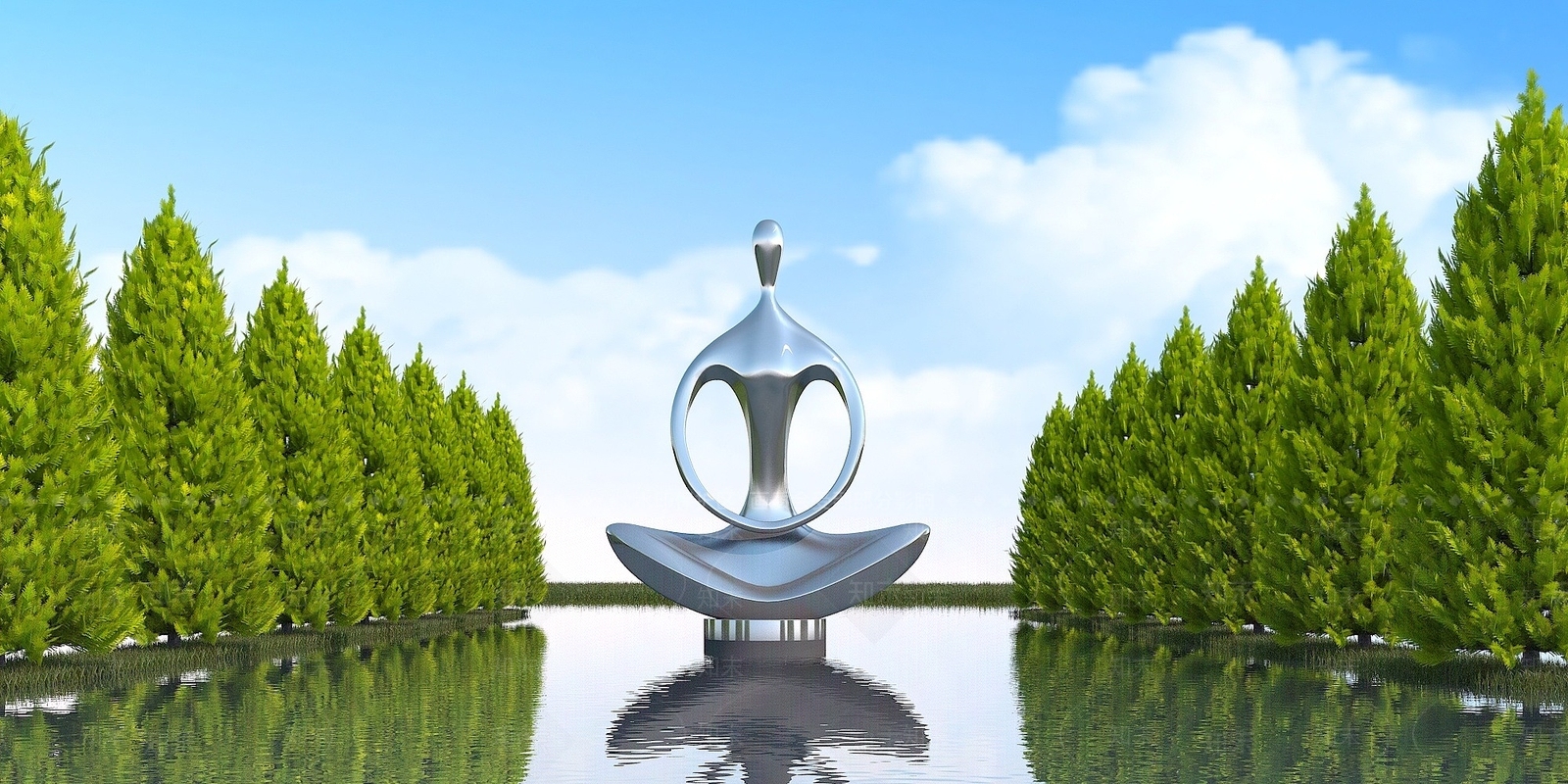 现代园林景观雕塑3D模型下载【ID:1194670847】