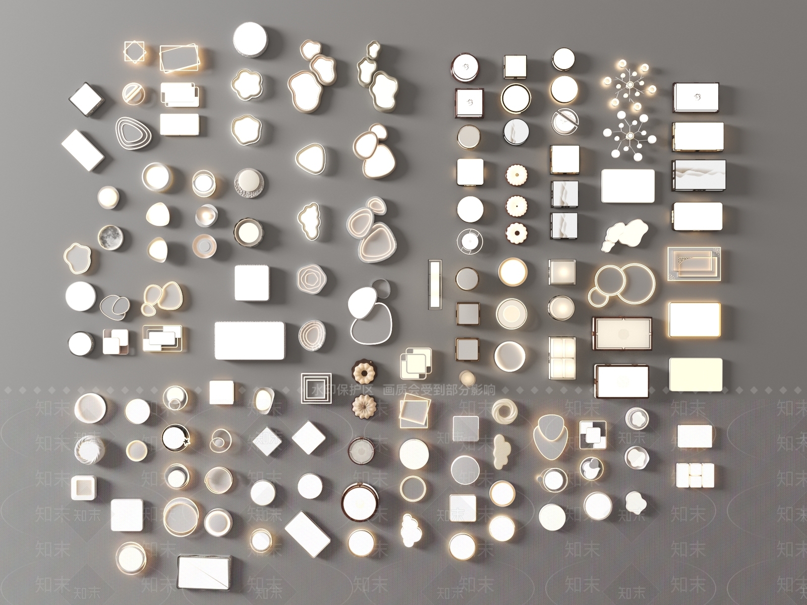 现代新中式灯具组合3D模型下载【ID:1194676165】