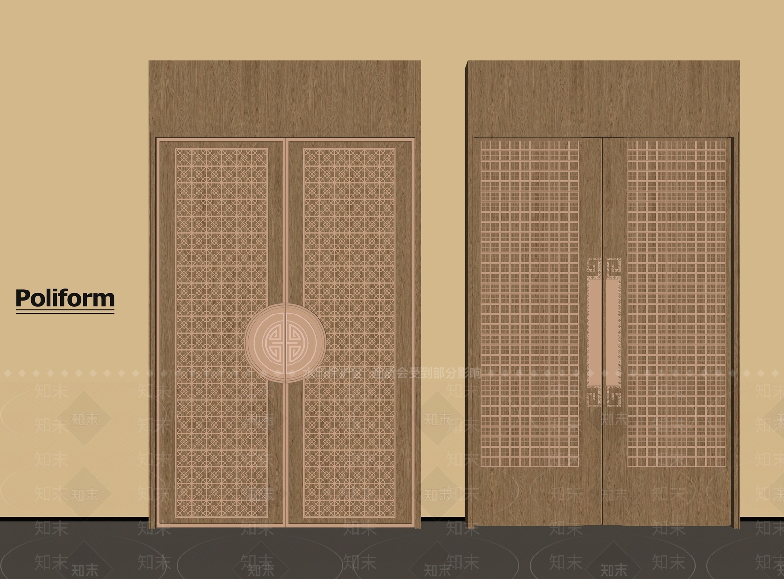 新中式双开门SU模型下载【ID:1194677268】