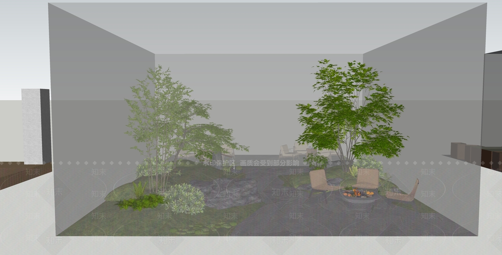 中式禅意屋顶花园SU模型下载【ID:1194680361】