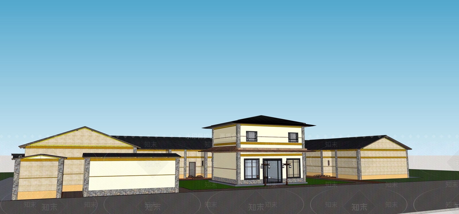 日式侘寂风格建筑SU模型下载【ID:1194681300】