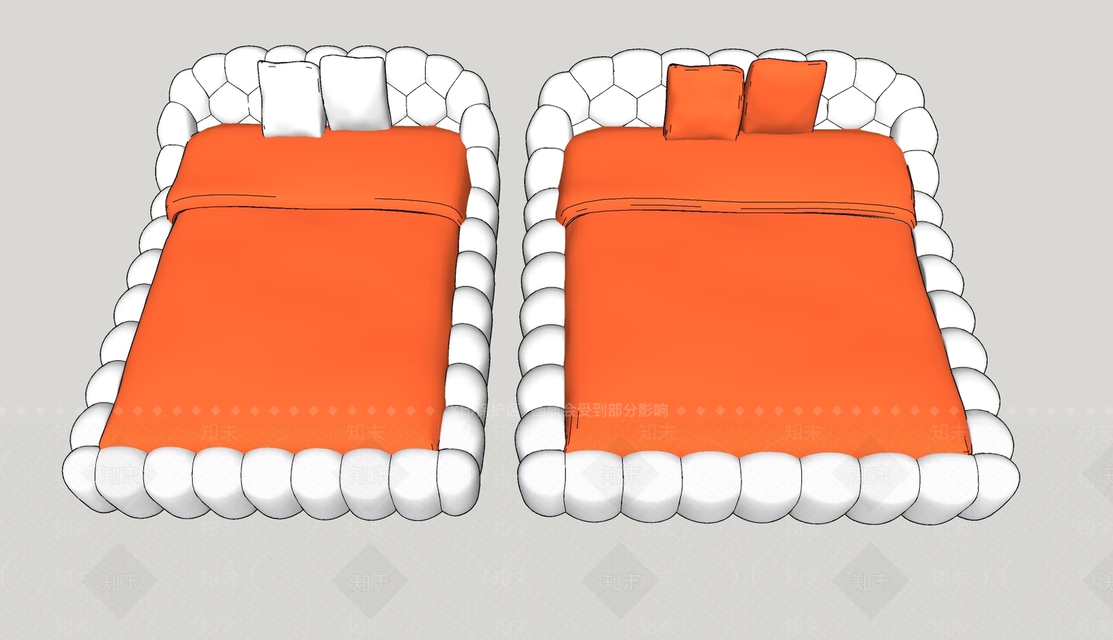 现代双人床SU模型下载【ID:1194689610】