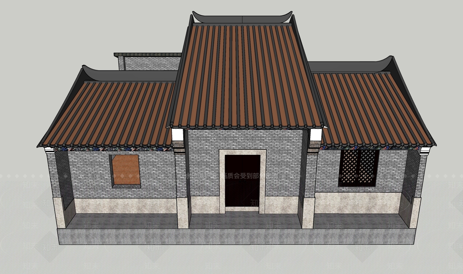 中式乡村民房SU模型下载【ID:1194690037】