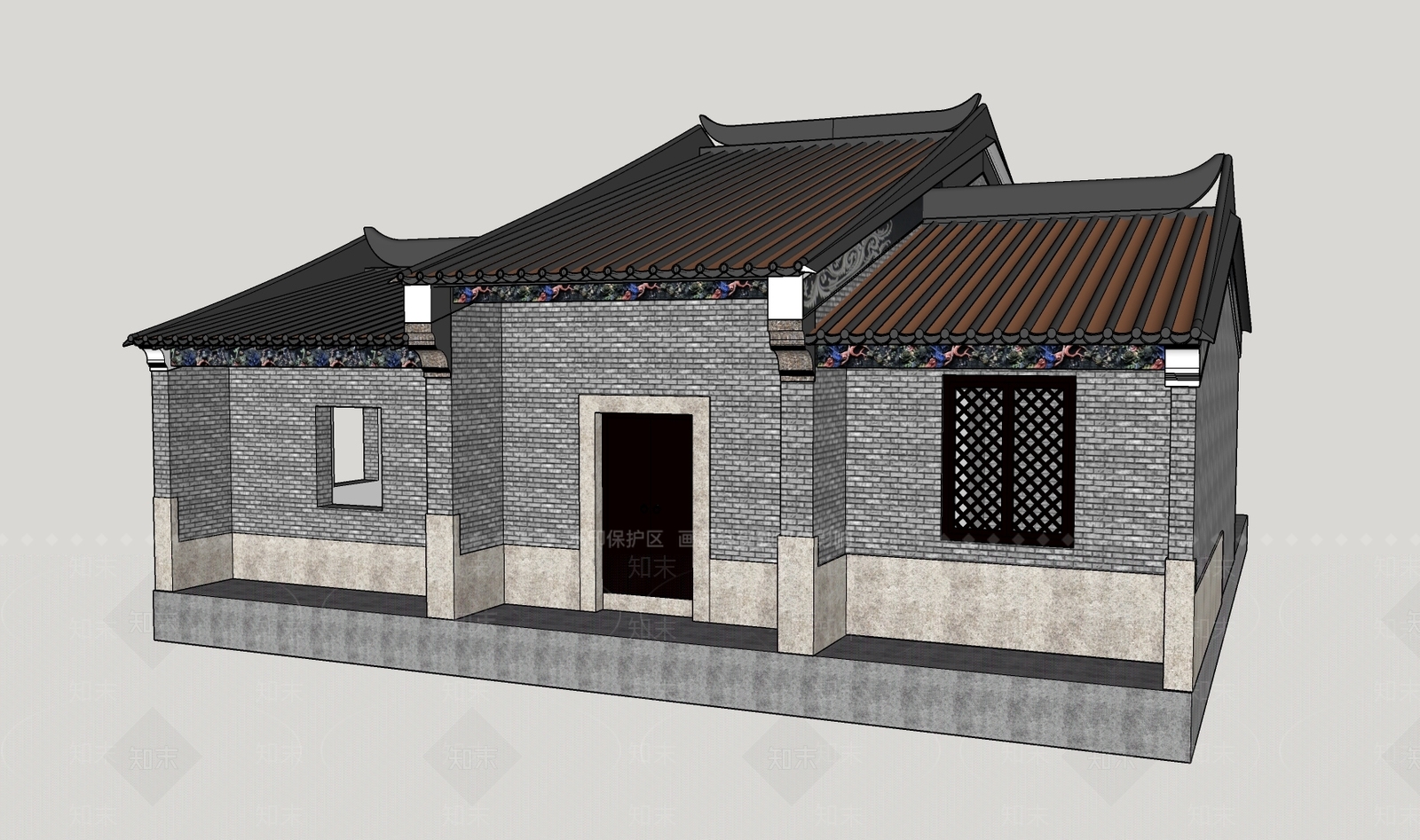 中式乡村民房SU模型下载【ID:1194690037】
