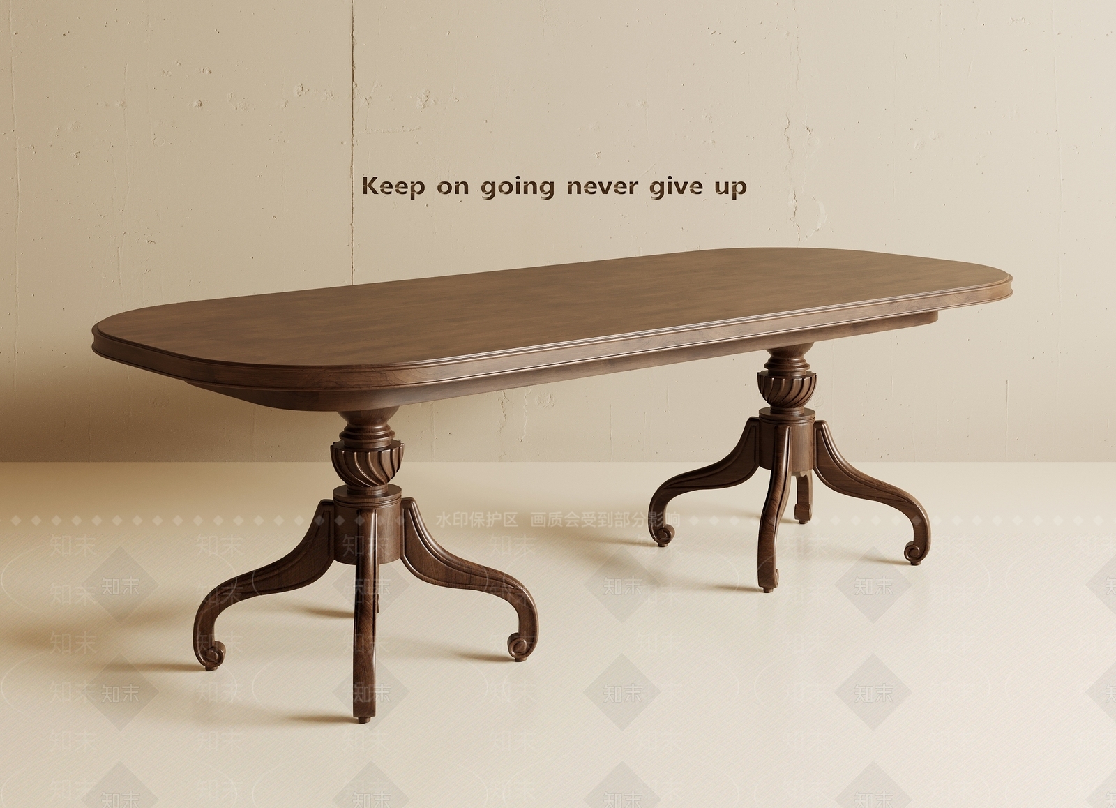 美式复古餐桌SU模型下载【ID:1194695263】