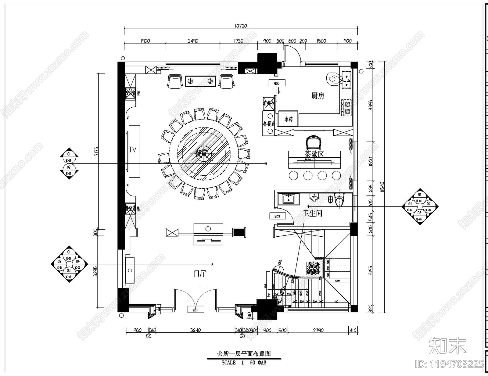 现代会所cad施工图下载【ID:1194703225】