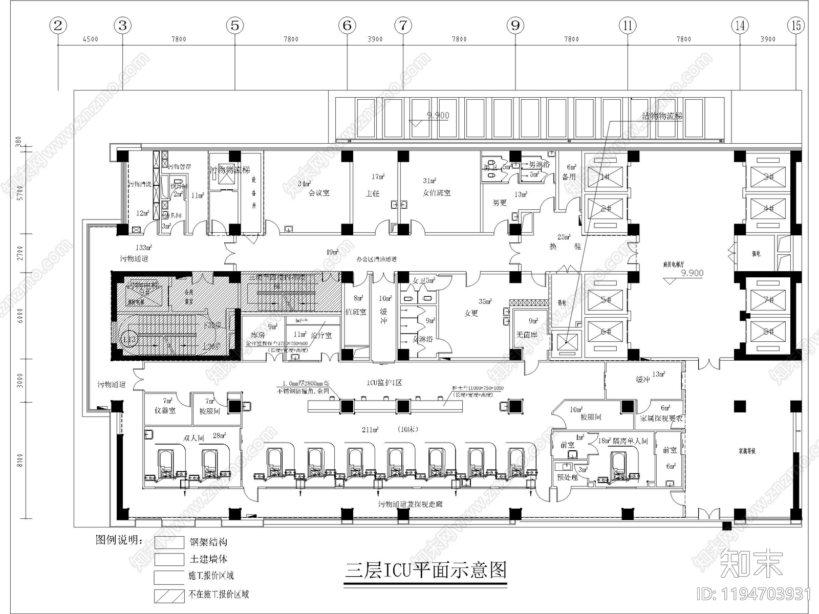 现代医院cad施工图下载【ID:1194703931】