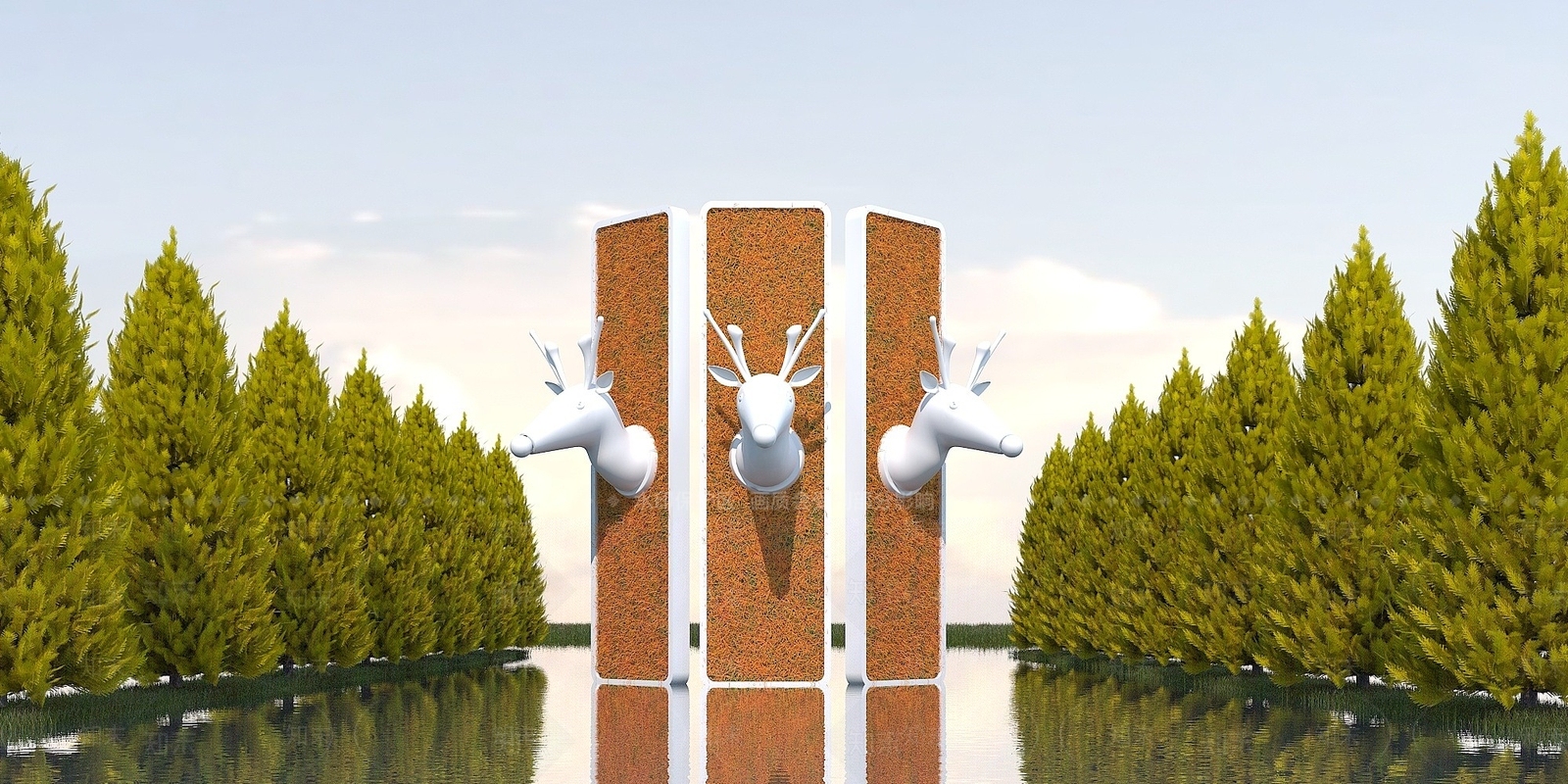 现代园林景观雕塑3D模型下载【ID:1194706988】