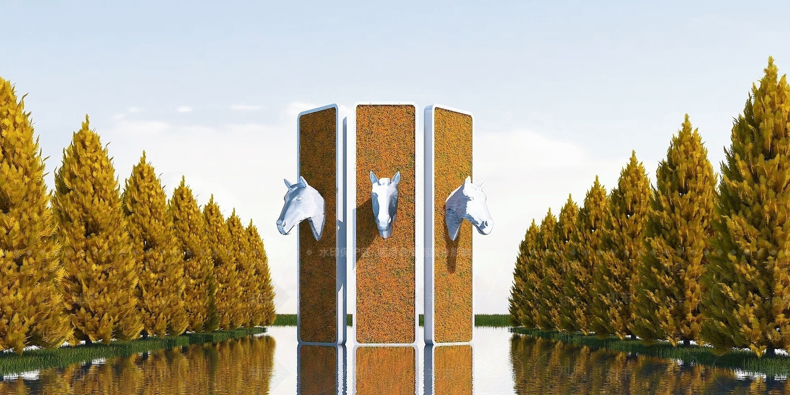 现代园林景观雕塑3D模型下载【ID:1194708393】