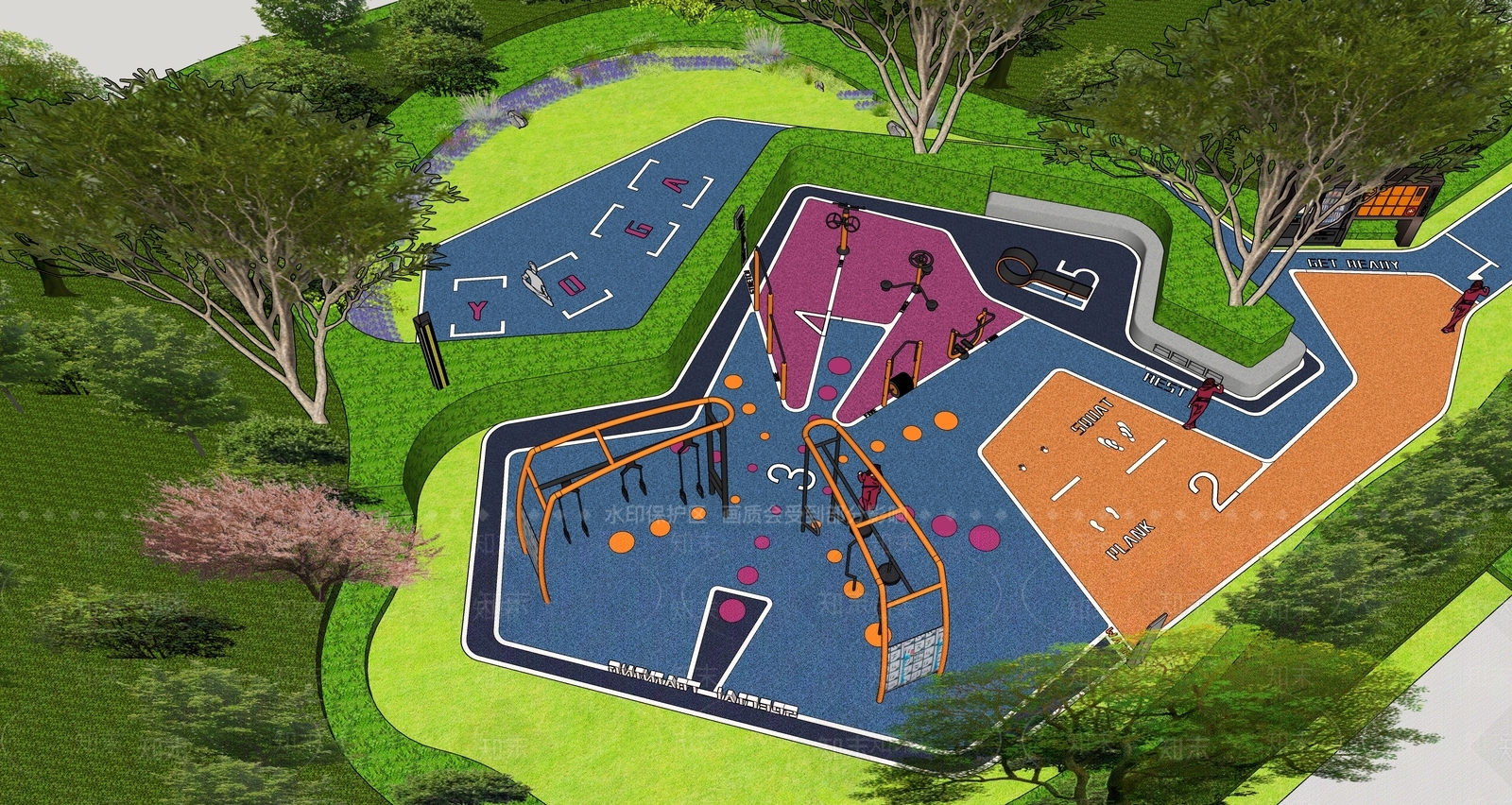 现代景观公园SU模型下载【ID:1194708876】