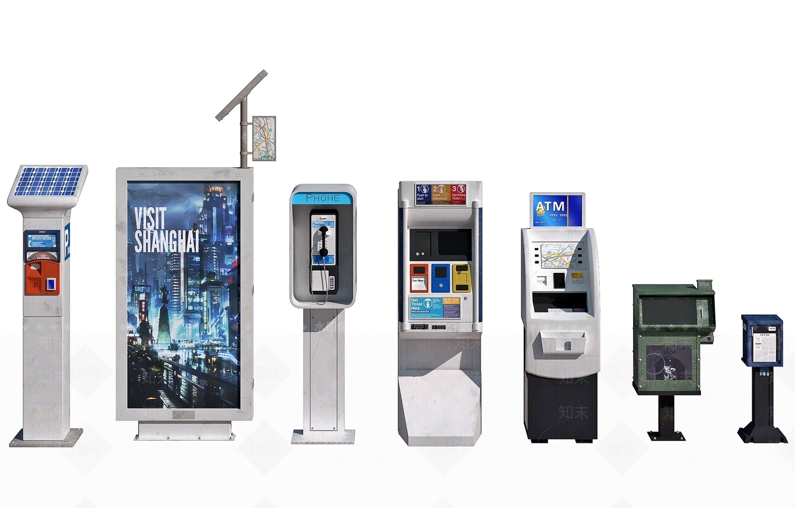 现代电话亭ATM机3D模型下载【ID:1194709389】