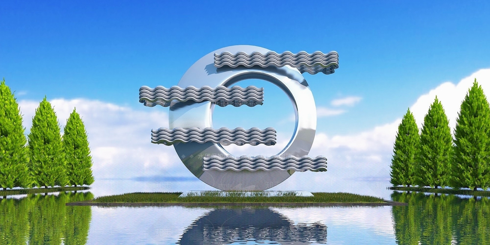 现代艺术雕塑3D模型下载【ID:1194709783】