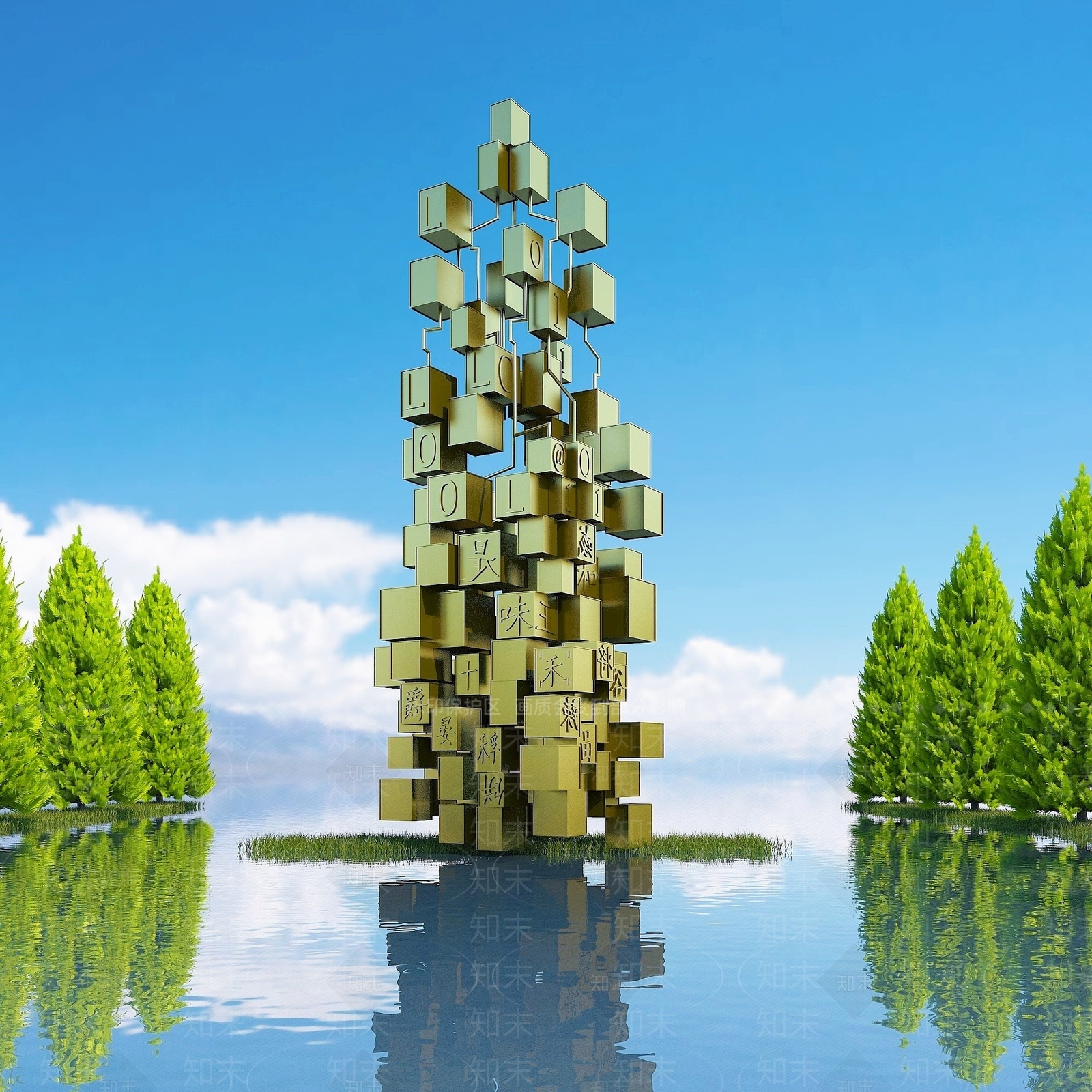 现代园林景观雕塑3D模型下载【ID:1194710078】