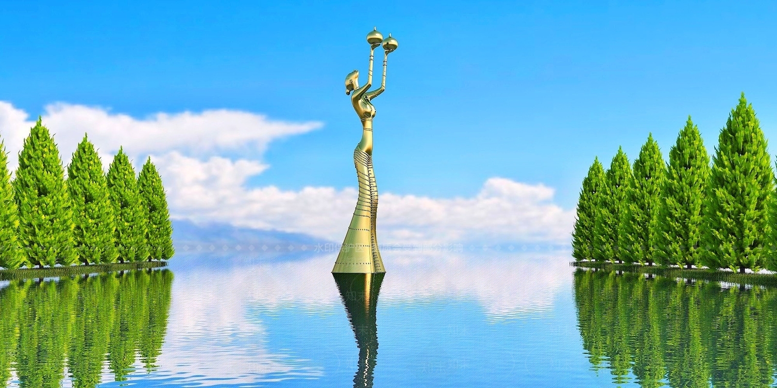 现代园林景观雕塑3D模型下载【ID:1194710172】