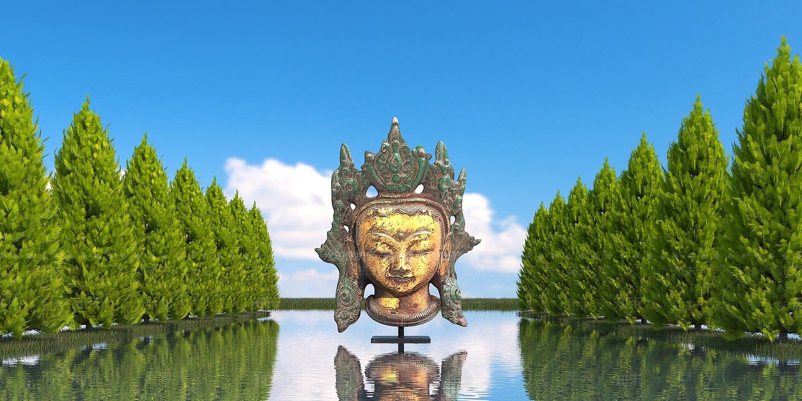 现代园林景观雕塑3D模型下载【ID:1194710221】