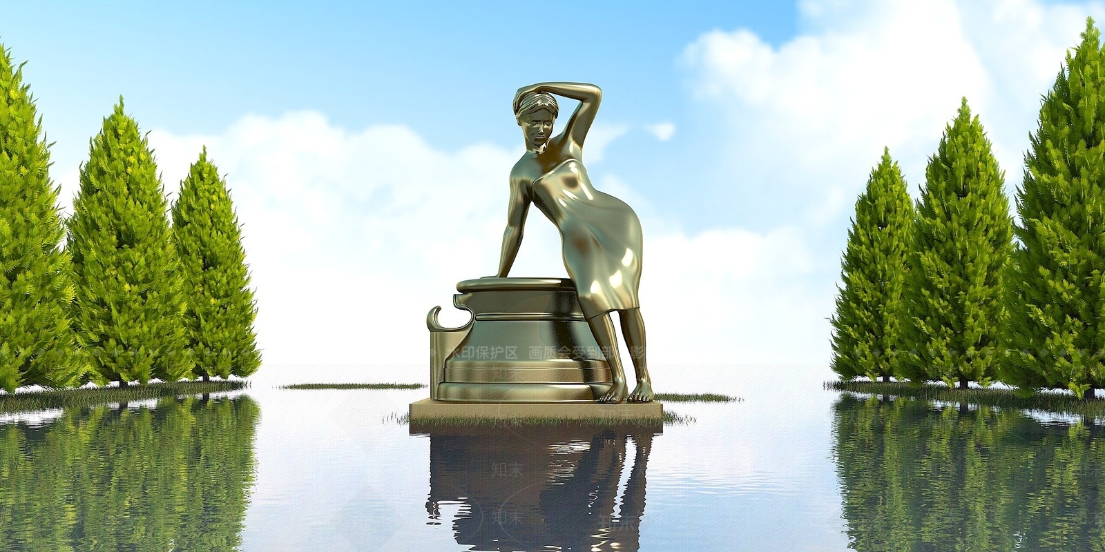 现代园林景观雕塑3D模型下载【ID:1194711141】