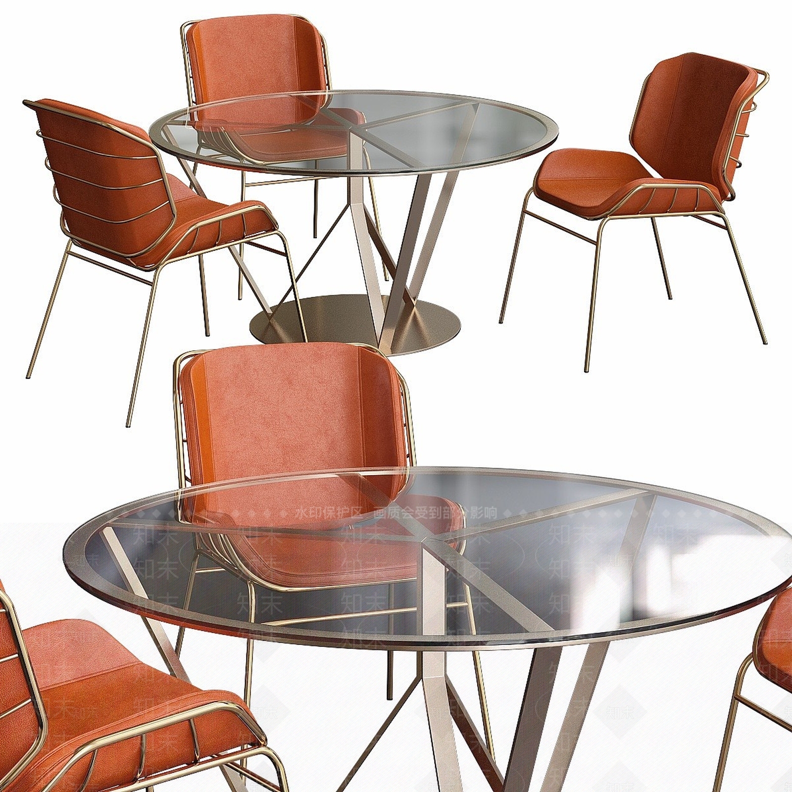 现代圆形餐桌椅3D模型下载【ID:1194712414】