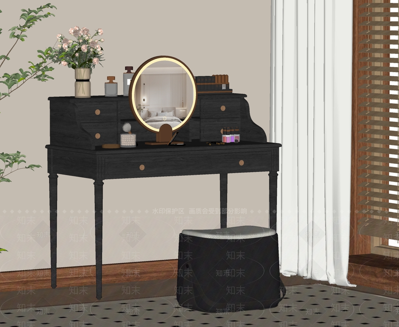 现代梳妆台SU模型下载【ID:1194712763】