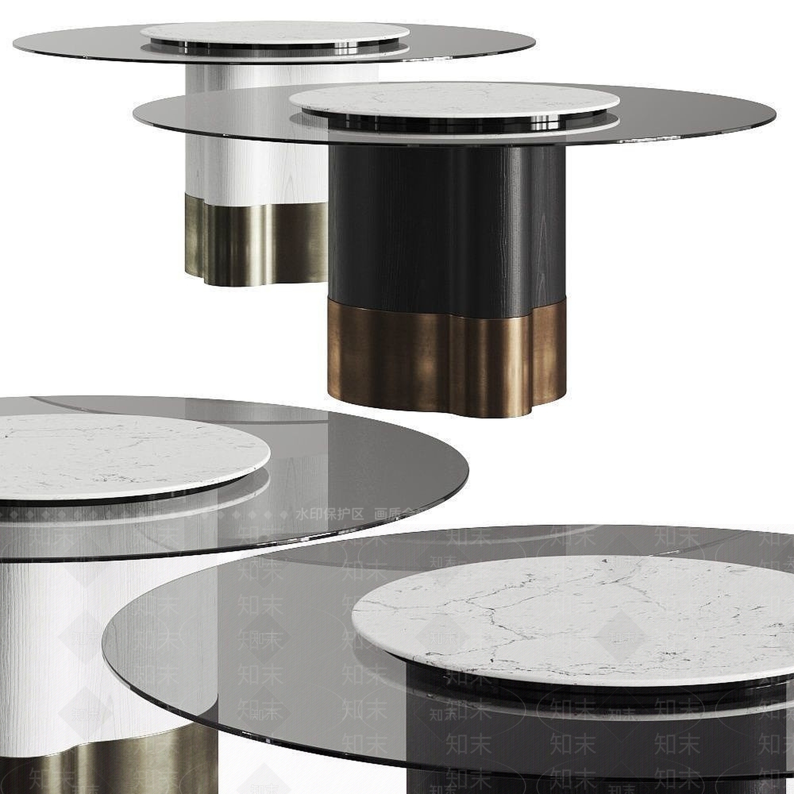 现代圆形餐桌3D模型下载【ID:1194713745】