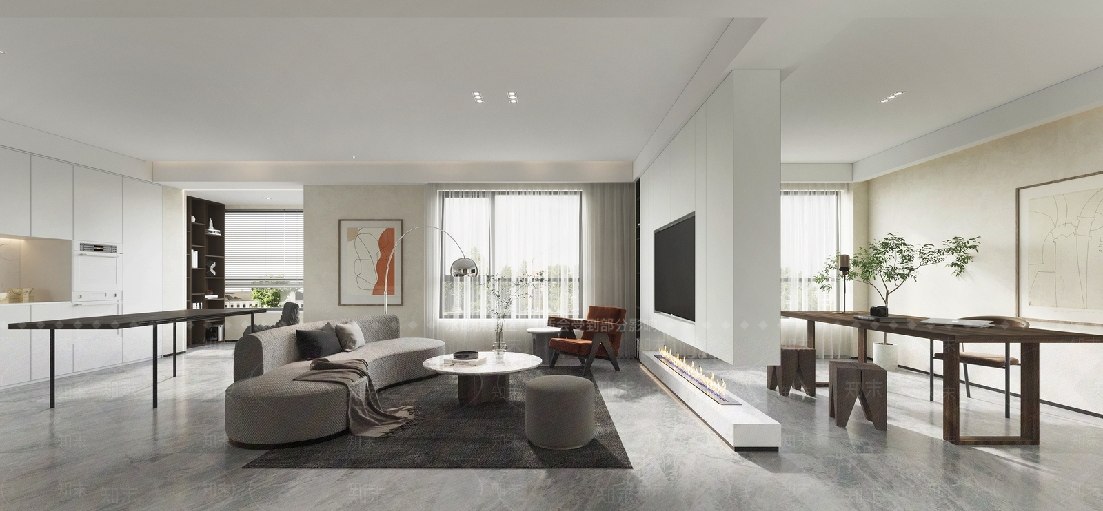 现代客厅书房3D模型下载【ID:1194713837】