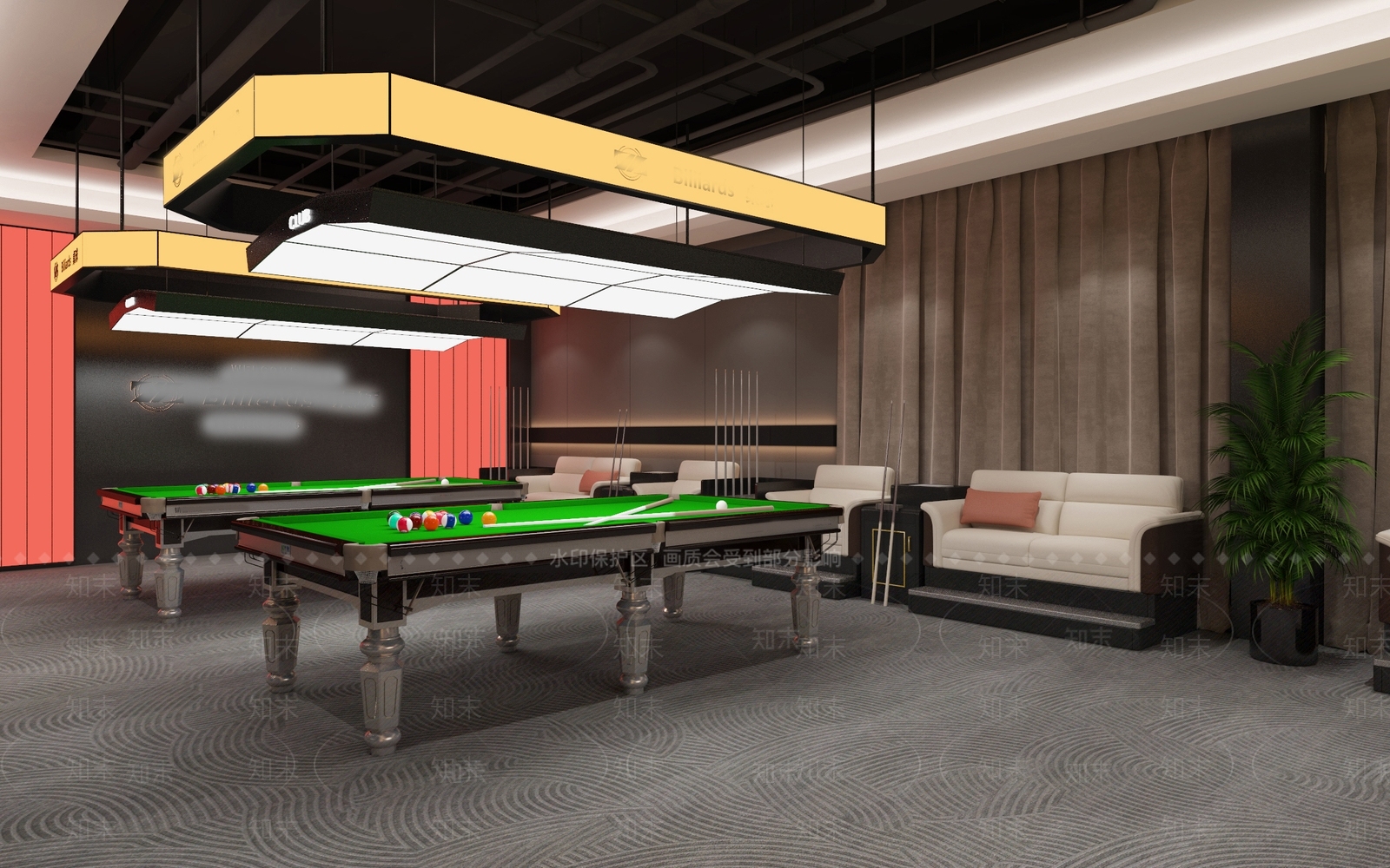 现代台球室3D模型下载【ID:1194714412】