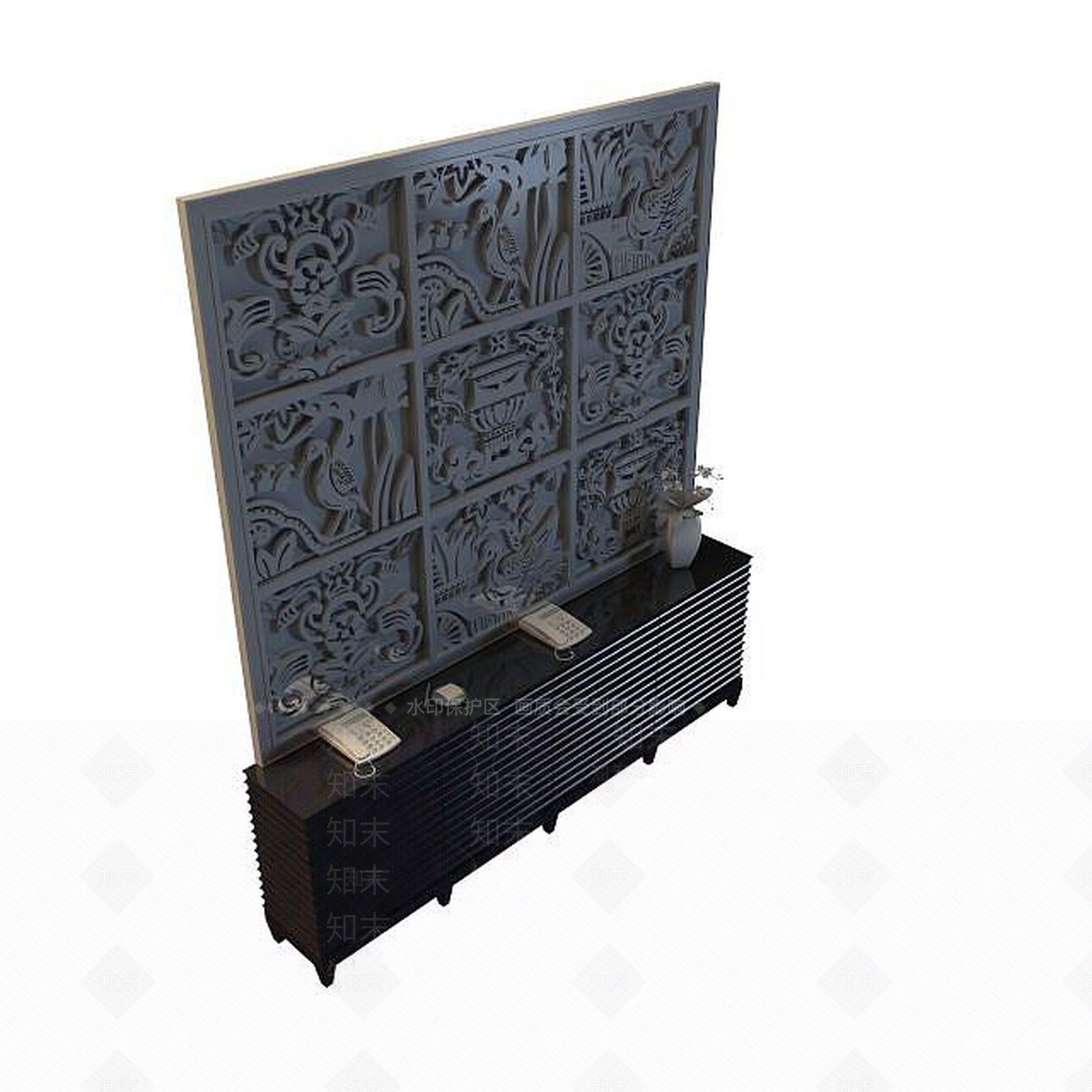 现代客厅边柜3D模型下载【ID:1194714568】