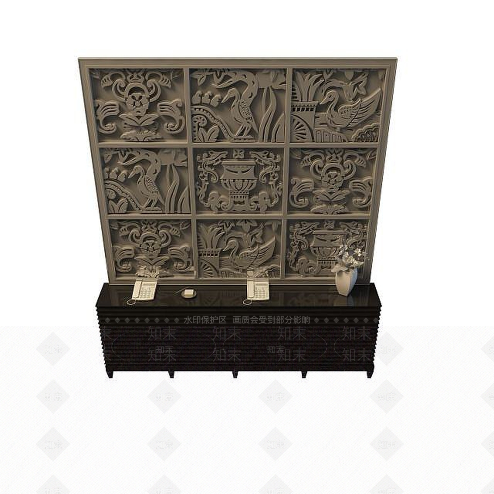 现代客厅边柜3D模型下载【ID:1194714568】