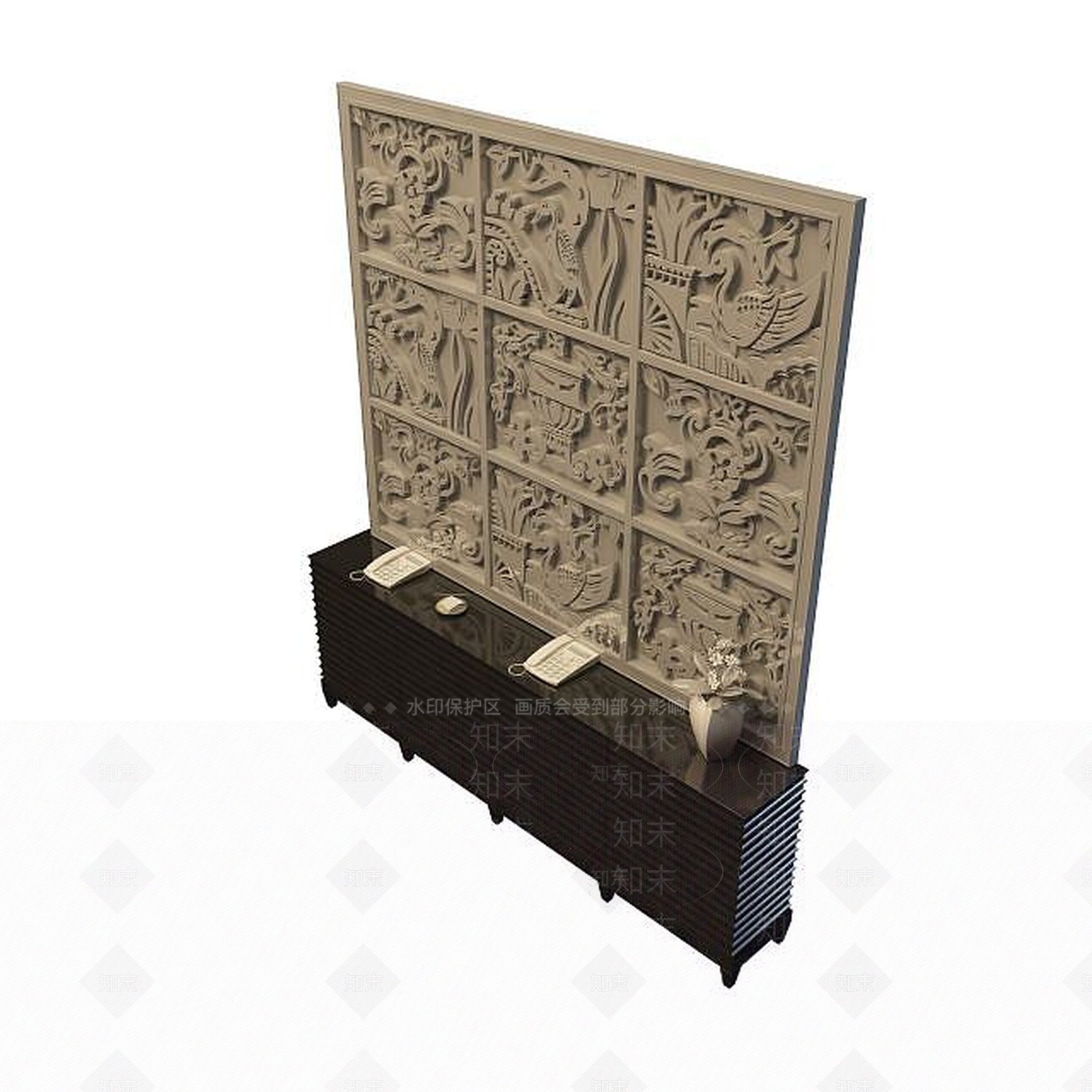 现代客厅边柜3D模型下载【ID:1194714568】