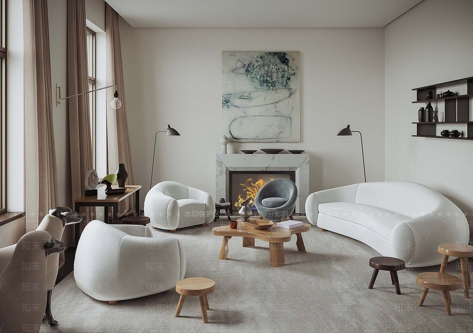 北欧小户型客厅3D模型下载【ID:1194715116】